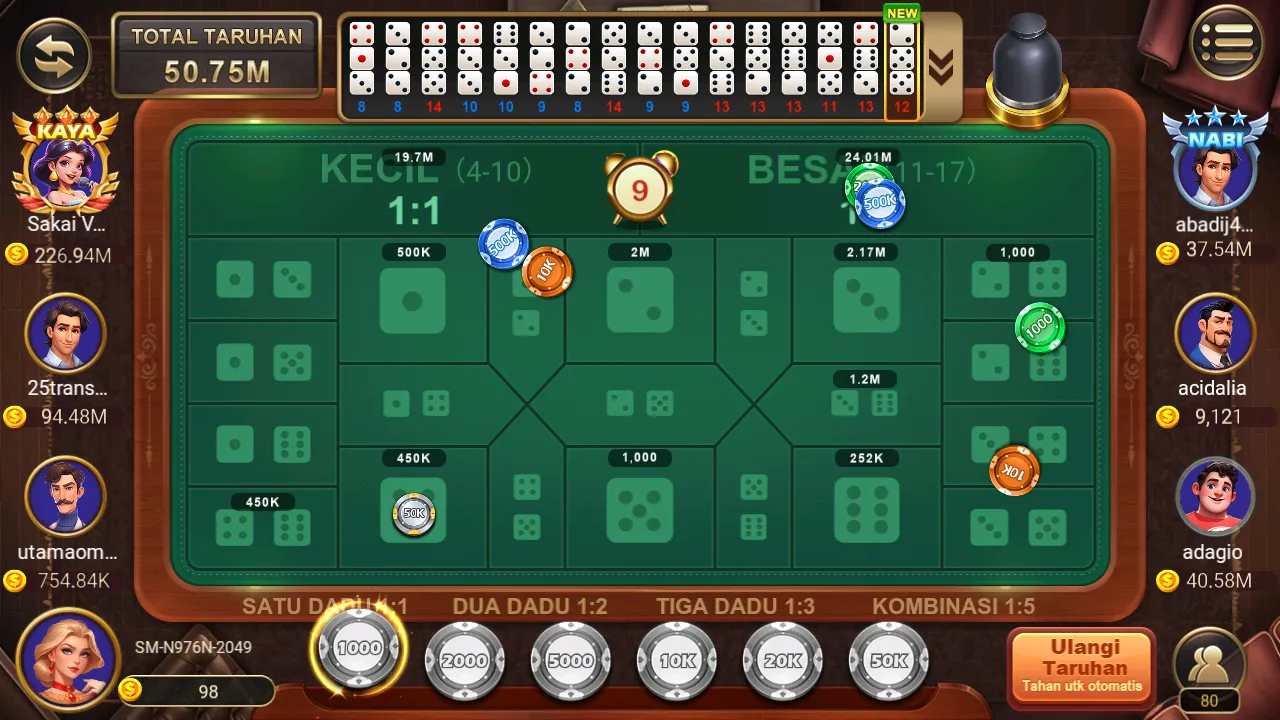 Turnamen dadu dengan jackpot 9.7 Miliar
